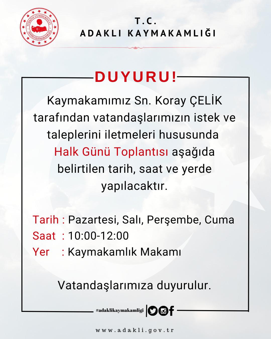 Vatandaşlarımıza Duyurulur!